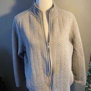 Croft & Barrow Gray Jacket with Quilted Texture and Stand-Up Collar